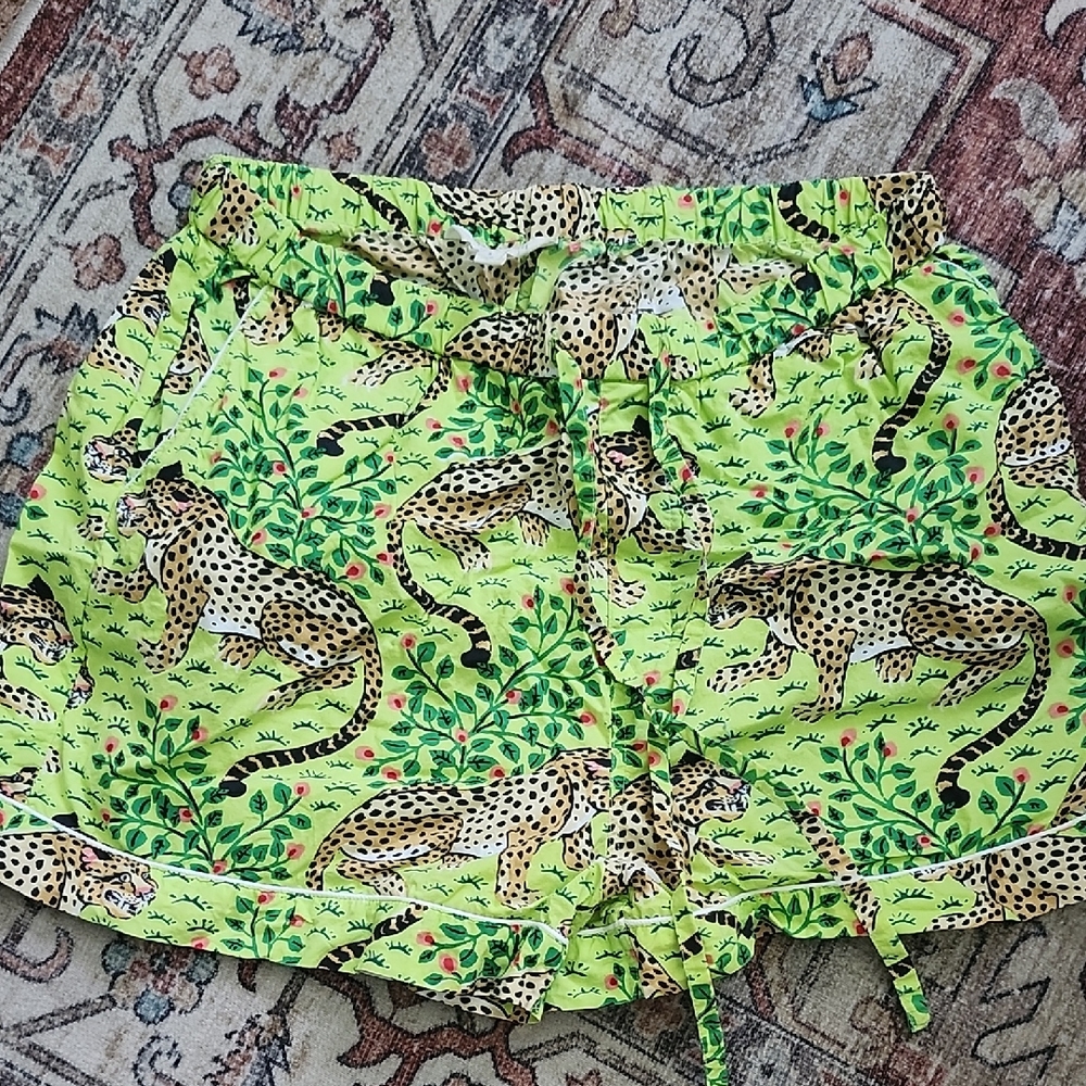 Printfresh Green and Black Pajama Shorts with Elastic Waist